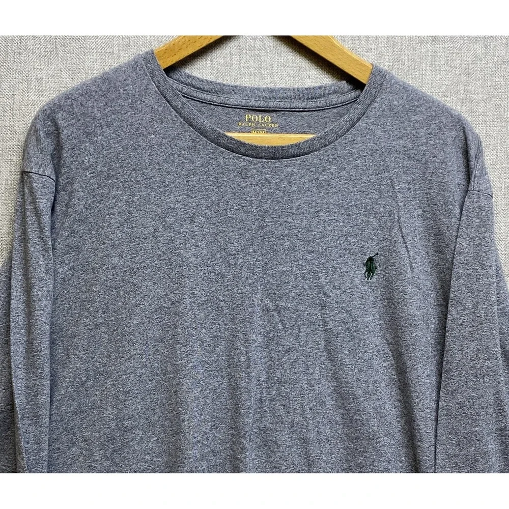 Polo Ralph Lauren Long Sleeve T-Shirt‎ Men's Medium Gray Small Pony